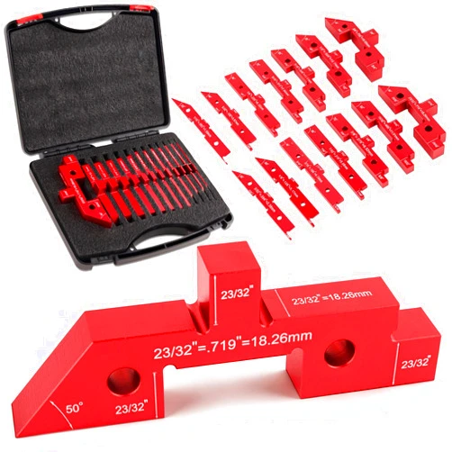 AJulyBee 14 Pcs Aluminum Alloy Setup Blocks for Woodworking, Precision Router & Table Saw Setup Bars, Height Depth Angle & Fence Alignment Gauge Set with Storage Case