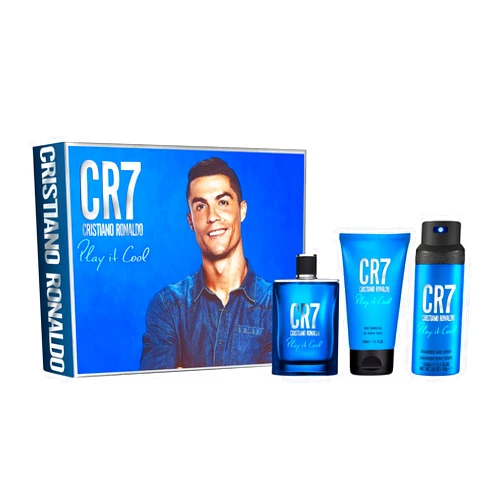CR7 Play It Cool by Cristiano Ronaldo for Men - 3 Pc Gift Set 3.4oz EDT Spray, 5.1oz Shower Gel, 4.1oz Body Spray