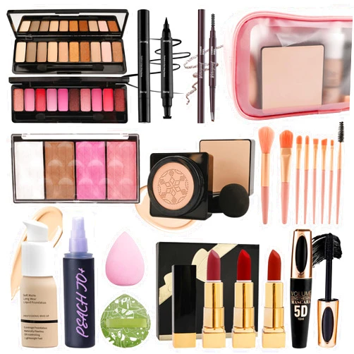 LYSdefeu All in One Makeup Set Kit for Women Full Kit,Makeup Gift Kit with Everything,Mascara Eyebrow Eyeliner Eyeshadow Foundation Lipstick Blush Highlighter,Women's Day Makeup Gift for Women Girl-Set B