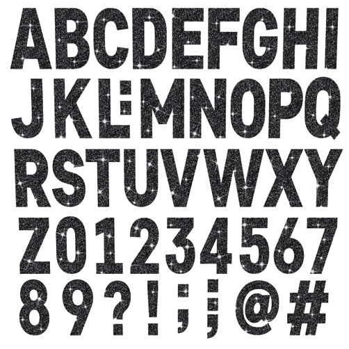 Metsyth 24 Sheets Large Letter Stickers 4 Inch Big Font 282 Pcs Glitter Alphabet Number Stickers Self Adhesive Stick on Letters for Poster Board Bulletin Board Mailbox Crafts Classroom Home Decor(Black)