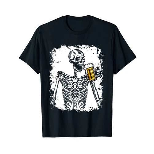 Beer Funny Drinking Halloween Skeleton Hands Beer Funny Drinking Halloween Women's T-Shirt