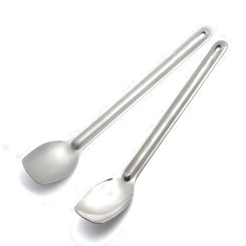 Generic Titanium Long Handle Spoon, Matte and Half Polished