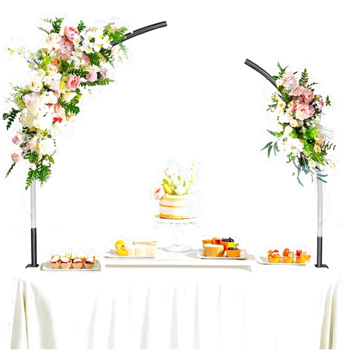 STxiny Metal Balloon Arch Kit for Tabletop, 5.3Ft & 4.7Ft Over The Table Rod Stand with Clamps and Flower Half Arch Balloon Stand for Garden Wedding, Party, Birthday, Baby Shower, Decorations Black