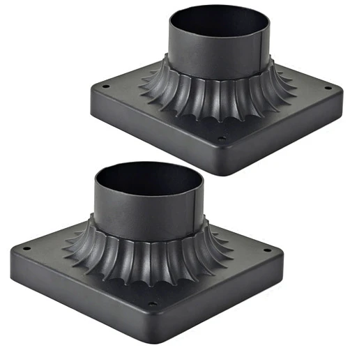 YLHogar Lighting Outdoor Post Light Mounting Base 2 Pack, Traditional Cast Aluminum Pier Mount Base with Matte Black Finish, 5.5