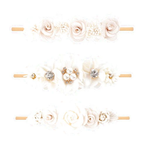 BFNAAgirl Baby Girl Floral Headband Nylon Flower Crown Elastic Hairband 3pcs Hair Accessories Gift for Girls (30#)