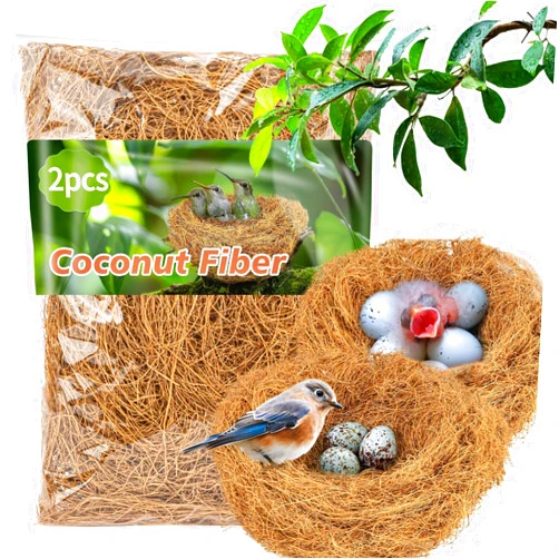 Sukh 2PCS Coconut Fiber for Bird Nest - Canary Nesting Material Coconut Bird Nest Finch Coconut Fiber Loose Bedding Substrate for Laying Eggs,Resting Materials for Birds, Hummingbird Parakeet