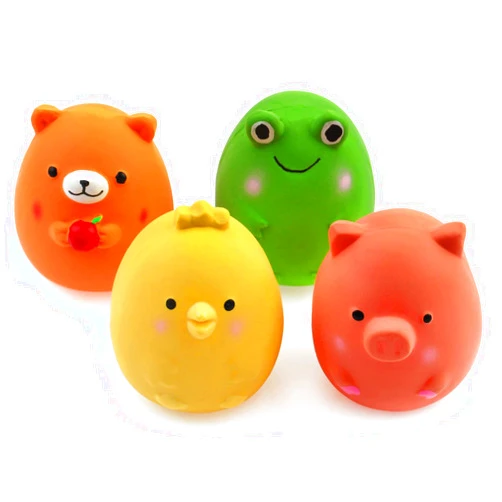 CHIWAVA 4PCS 2.4'' Squeak Latex Puppy Toy Funny Animal Sets Pet Interactive Play for Small Dog Assorted Color