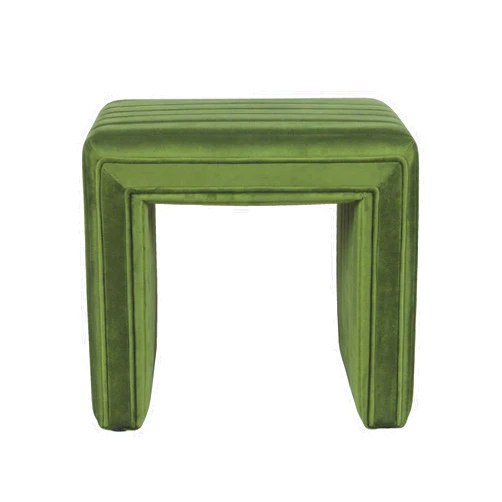 HomePop Modern Channel Tufted Velvet Ottoman Home Décor|Ottoman for Living Room & Bedroom - Green