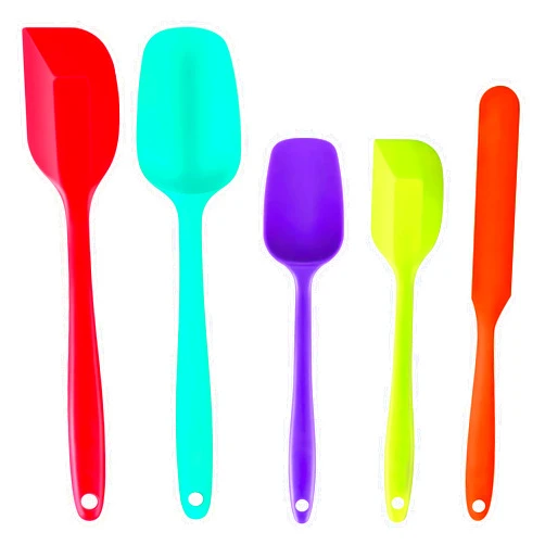 Barsone Spatulas Silicone Heat Resistant, Food Grade Rubber Spatula Set for Cooking, Baking, Stirring Heat Resistant 446°F Spatulas for Nonstick Cookware Dishwasher Safe BPA Free Multicolor Set of 5