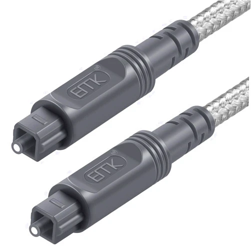 EMK Digital Optical Audio Cable Toslink Cable - [Cotton Braided Jacket,Durable and Flexible] Fiber Optic Cord for Home Theater, Sound bar, TV, PS4, Xbox & More (6.6Feet/2M)