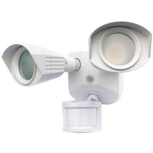 Satco Nuvo 65/211 LED Dual-Head Security Light, 3000K, Motion Sensor, White