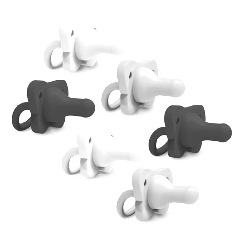 Dr. Brown's HappyPaci 100% Silicone Baby Pacifier, Contoured One-Piece Design, Black, Cool Gray, White, 0-6m, BPA-Free, 6 Pack