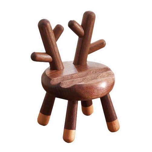 Qihangdian Cute Phone Stand Chair, Deer Horn/Rabbit Ear/Ice Cream Backchair, Perfect Small Gift Wooden Decorations,Deer Antlers