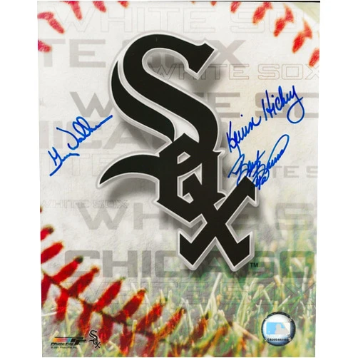 Topps Chicago Sox multi signed 8x10 photo Greg Walker, Britt Burns, & K Hickey - Autographed MLB Photos
