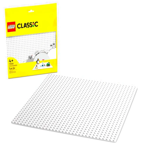 LEGO Classic White Baseplate, Square 32x32 Stud Foundation to Build, Play, and Display Brick Creations, Great for Snowy and Winter Landscapes, 11026