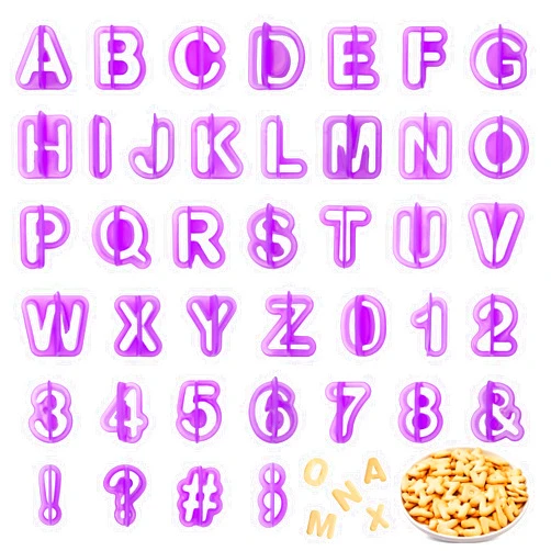 Darlingao 40 Pcs Alphabet Cookie Cutters, Fondant Letter Cutters, Number Cookie Cutters, Alphabet Cake Stamp Tool Set, Plastic Letter Cookie Cutters, Letter Cutters for Cake Decorating, Biscuit DIY Baking