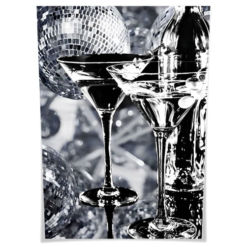 Lianxiaw Disco Tequila Print Black White Wall Art Disco Ball PosterCanvas Wall Art Disco Funky Poster Trendy Retro Party Wall Decor for Living Room 12x16inch Unframed