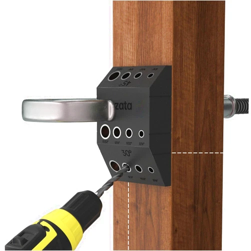 Muzata Upgraded Multi Angle Cable Railing Drill Guide Jig Fit 30 45 90 Degree Portable Drilling Template 4 Sizes for Horizontal and Angle Hole for Wood Post Lag Screw Cable Railing Kit Tool CT24