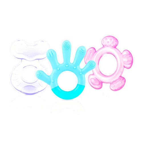 Nuby 3 Step Soothing Teether 3 Piece Set- Front, Middle, Back Teeth Teething- Pink/Purple, 3 m+