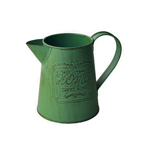 WEIDUOFUN Antique French Style Country Rustic Primitive Jug Vase for Wedding Home Cafe Tabletop Decoration4.6inch-Green