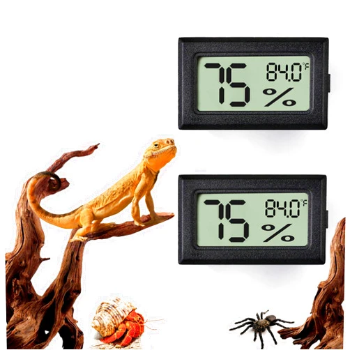 BSRESIN 2 PCS Rectangle Reptile Thermometer and Humidity Gauge for Bearded Dragon Accessories, Reptile Tank Accessories for Jumping Spider, Leopard Gecko, Hermit Crab, Gecko, Ball Python, Lizard
