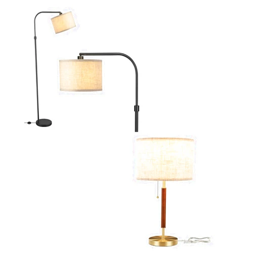 EDISHINE Modern Table Lamp, Solid Wood Pole Bedside Lamp with Pull Chain Switch, Mid Century Nightstand Table Lamp for Living Room, Bedroom, Office, Frosted Bronze & Wood Finish