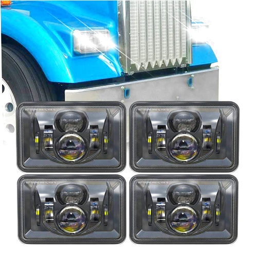 XPCTD 4x6 Inch LED Headlights 4 PCS 60W 14400LM DOT Approved, Replacement for H4651 H4652 H4656 H4666 H6545 Compatible with Peterbilt Kenworth Freightliner