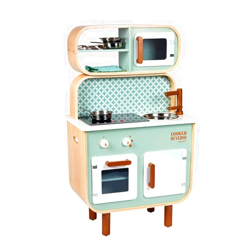 Janod Big Cooker Reverso Retro Wooden Kitchen and Laundry Play Set - 19.7