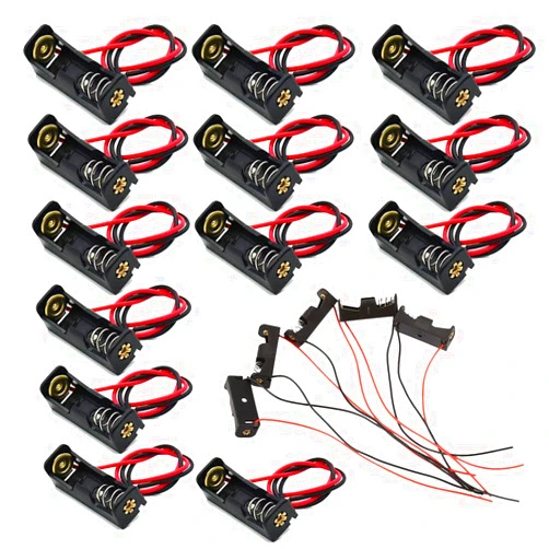 JWISLAND (Pack of 18) A23 Battery Holder, 12V 23A Battery Case Holder Box, 1x23A Plastic Battery Holder with Leads Wires, Black