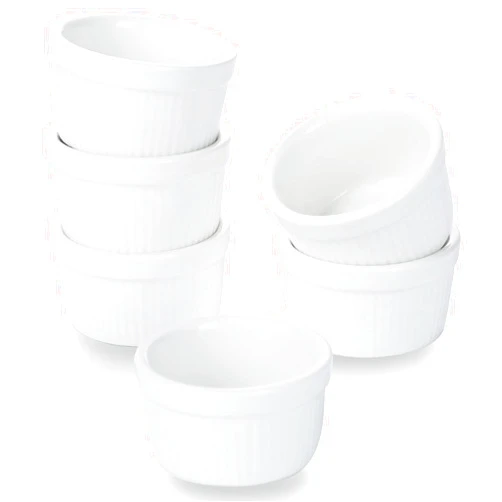 SLJMR 1 oz Small Ramekins 6 pcs Porcelain Mini Ramekins Dishes for Souffle,Creme Brulee, Pudding, Custard Cups,Bakeware Bowls Set for Baking,Oven Safe, White 2.1 inch