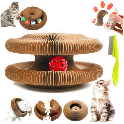 WOSLXM Kitty Curls Cat Toy, 2025 New Kitty Kurls Cat Toy Marlene, Cat Kurlz, Magic Organ Cat Scratch Board, Foldable Accordion Cat Toy, Interactive Scratch Pad Cat Toy for Indoor Cats (1PCS)