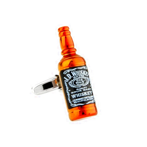 MRCUFF Brown Whiskey Drinking Bottle Pair Cufflinks in a Presentation Gift Box & Polishing Cloth
