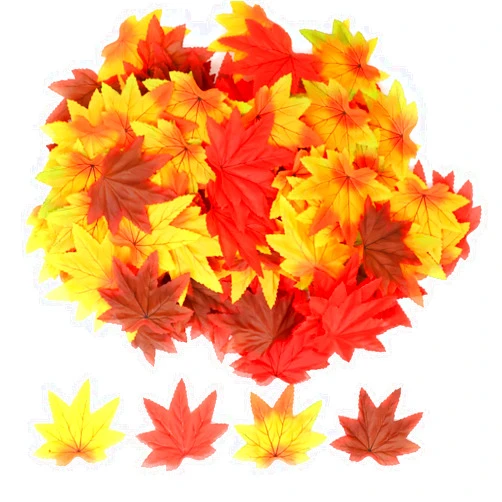 yueton 200pcs Artificial Maple Leaves Fall Leaves Fall Decorations for Weddings, Thanksgiving Day, Fall-Themed Party, Autumn Table Scatter, Harvest Festival, Halloween Party, Props, Crafts