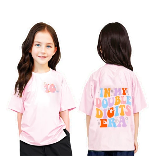 Canis in My Double Digits Era Birthday Girl Shirt 10th Birthday Girls T-Shirt 10 Year Old Ten B-Day Party Tee Tops