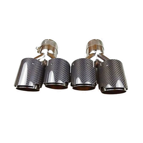 ZKZQPOCU 2 Piece Glossy Stainless Steel Compatible For Akrapovic Exhaust Tip Muffler Tip Car Universal Y Model Double Tailtip Nozzles(IN 77 OUT 101MM)