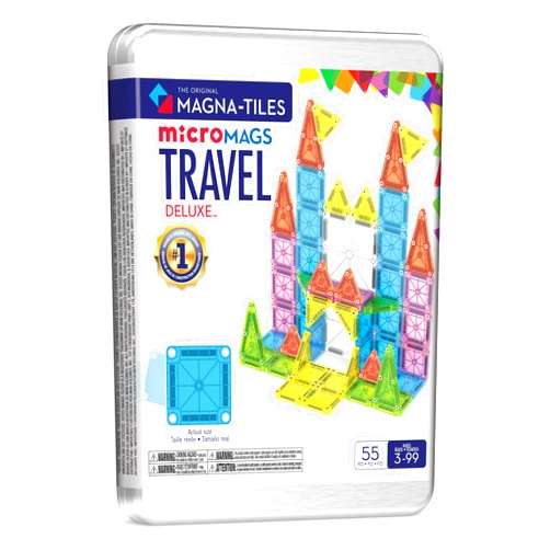 MAGNA-TILES microMAGS Travel Set Deluxe 55-Piece Magnetic Construction Set, The Original Magnetic Building Brand