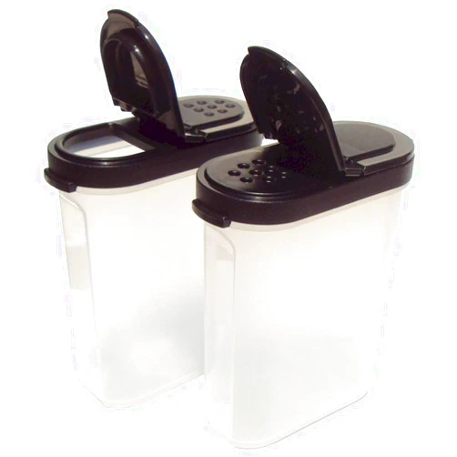 Tupperware Modular Mates Spice Shakers Set of 2 Black Seals 1 Cup Capacity