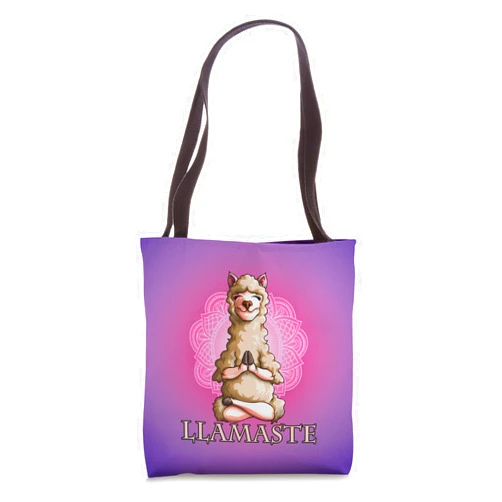 Kazekaz Llama Alcapa Yoga Llamaste Funny Yoga Llama Namaste Workout Alpaca Lovers Tote Bag
