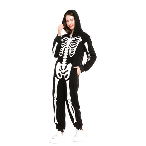 Spooktacular Creations Skeleton Adults Family Matching Pajama Jumpsuit for Women Halloween DressUp Party Themed Party Cosplay