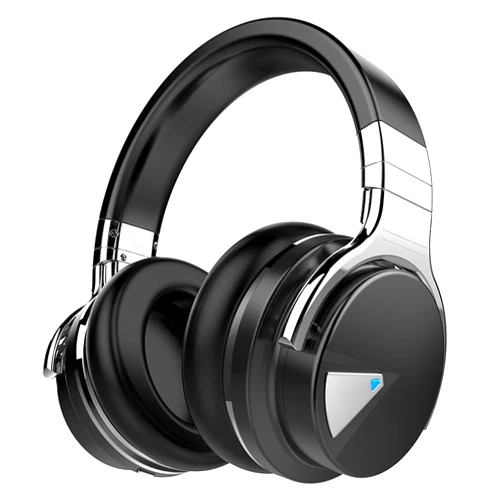 Silensys E7 Active Noise Cancelling Headphones Bluetooth Headphones with Microphone Deep Bass Wireless Headphones Over Ear, Comfortable Protein Earpads, 30 Hours Playtime for Travel/Work, Black