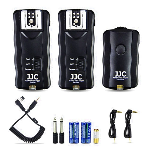 JJC 3-in-1 Wireless Flash Trigger & Shutter Remote Control with Two Receivers Kit for Nikon D850 D500 D5 D810 D810A D800 D700 D4s D4 D3 D3s D3X and Other Nikon Camera with 10-Pin Connector