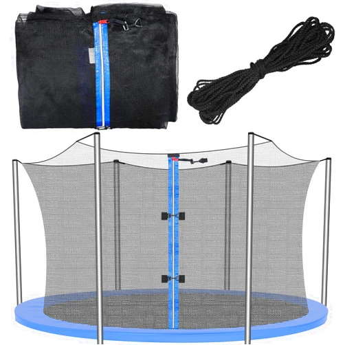 Jexine Trampoline Replacement 12 13 14 15 16 ft Trampoline Safety Net Round Frame Trampolines Enclosure Net Weather Resistant Trampoline Net with Double Headed Zippers, Net Only