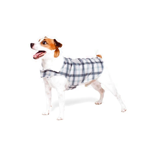 PAMSON ENTERPRISE The Show and Tail, The Say Fleece Dog Coat - Polyester Woven Fabric Autumn and Winter Coat, Grey Plaid -Small