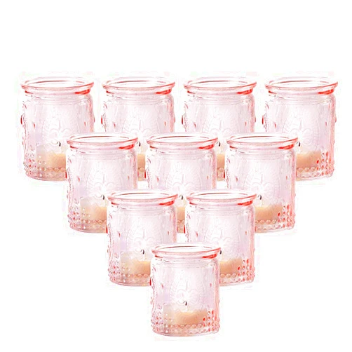 Kate Aspen Tea Light Holder, Vintage Pink Glass Tealight Candle Holders, Perfect Favors Decoration fpr Wedding, Bachelorette, Bridal Shower - (6 Sets of 4, 24 Pieces)