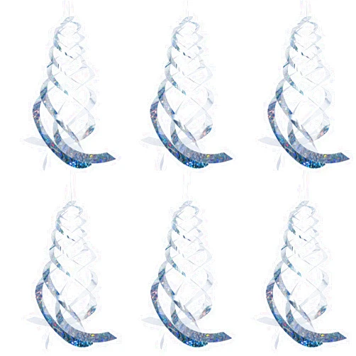 CHANGE MOORE Woodpecker Deterrent Reflective Ornamental Spiral Device, 6 PACK Hanging Bird Scare Devices, Silver Spiral Reflectors Outdoor to Keep Birds Away from Your House Window, Garden Decorations