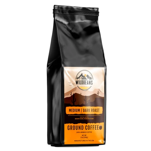 Wildbeans Coffee Co. Specialty Ground Coffee Medium/Dark Roast (12oz Bag) - Ground Coffee For Espresso, Drip and more (Medium/Dark Roast Ground Coffee, 12oz) Medium/Dark Roast Ground Coffee 12oz