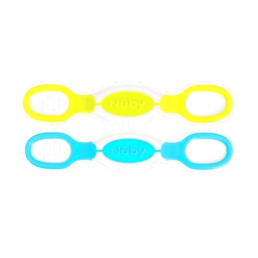 Nuby Dip & Scoop Spoons - (2-Pack) Baby Led Weaning Spoons for Babies - 6+ Months - Aqua and Yellow