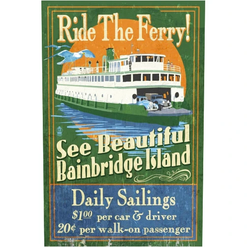 ART.COM Wall Art Print Bainbridge Island, Washington - Ferry Ride by Lantern Press, 12