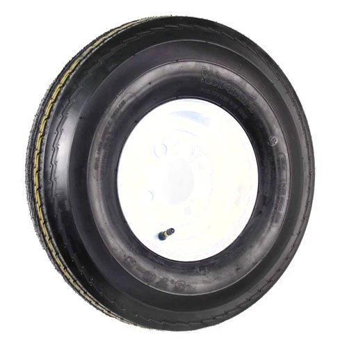 eCustomrim Trailer Tire On Rim 5.70-8 570-8 5.70 X 8 8 in. Load Range B 4 Lug Hole Bolt Wheel White - 2 Year Warranty w/Free Roadside