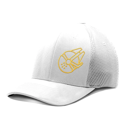 BustedTees Falcon Outline Hat Fitted Flexfit Hat - Baseball Cap for Men & Womens Ultrafibre Breathable Mesh for Casual Wear